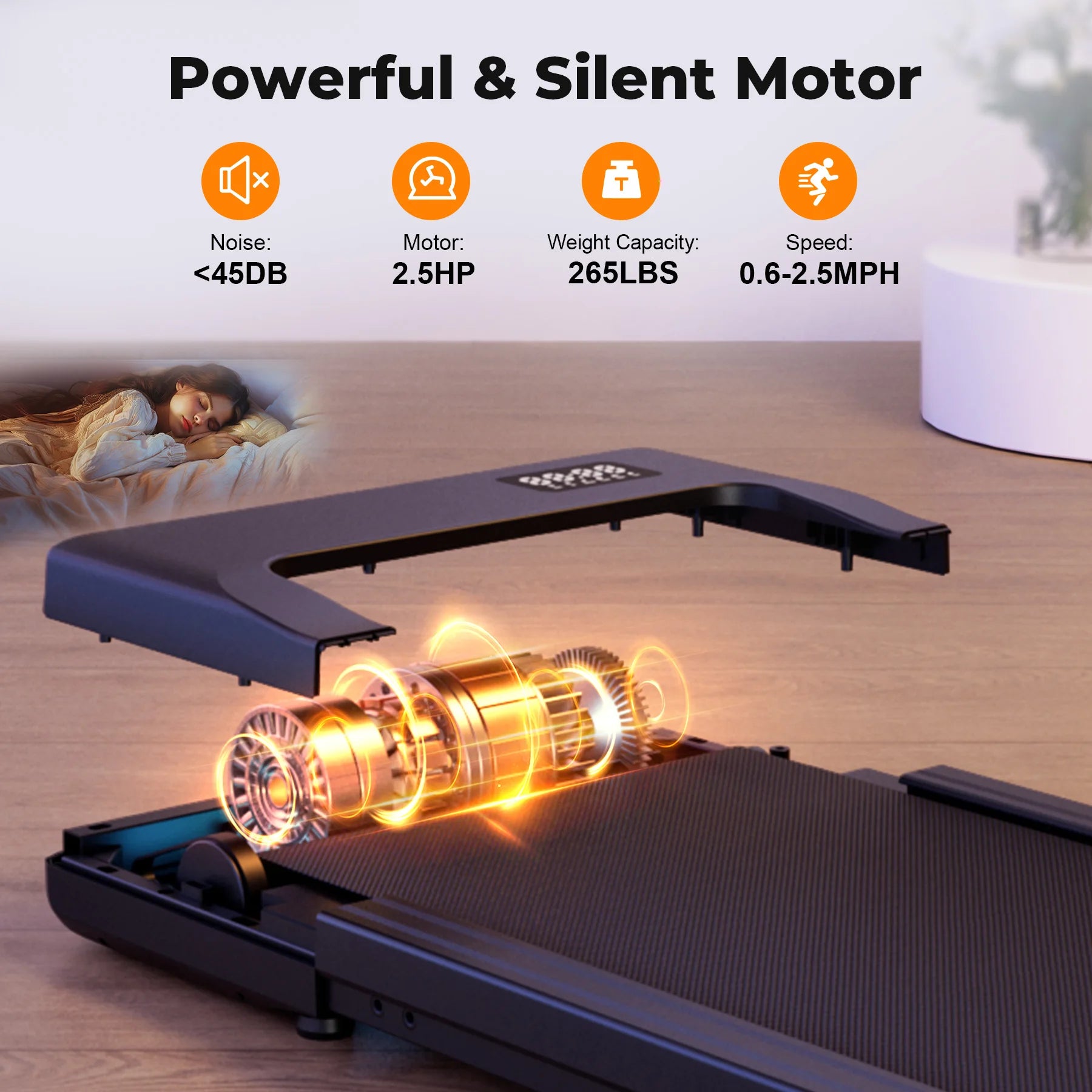 Walking Pad Under Desk Treadmill 2-in-1 | 2.5HP Portable Folding Walking Machine with Remote Control, LED Display & Quiet Motor for Home Office