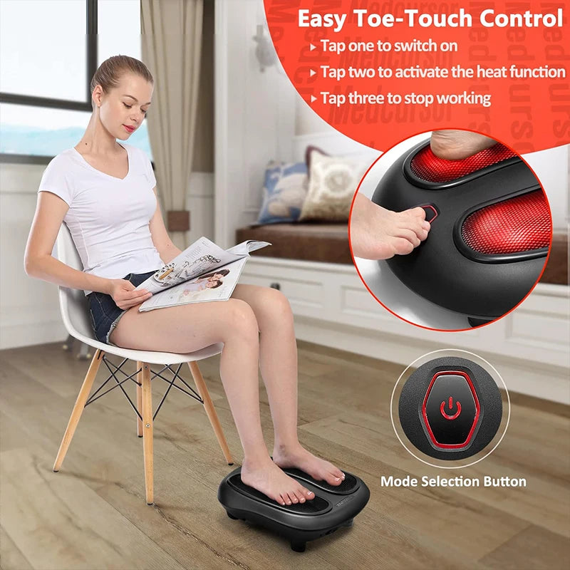 Electric Shiatsu Foot Massager | Deep-Kneading Relief | Optional Heat | 18 Nodes | Compact & Easy to Use