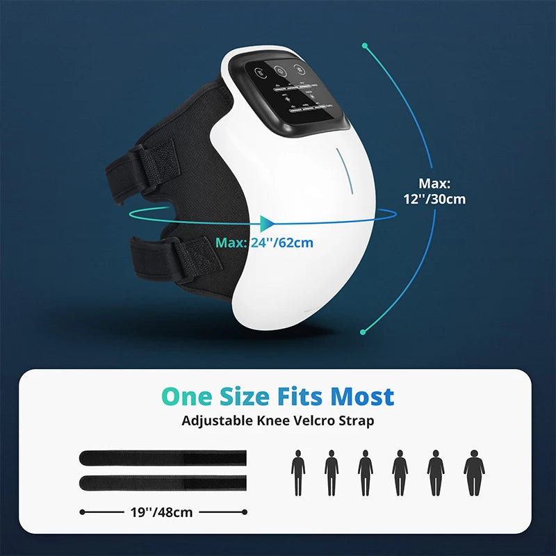 Heated Knee Massager with Vibration | 3 Heat & Massage Levels | LED Display | Cordless Rechargeable Knee Brace for Pain Relief & Joint Recovery