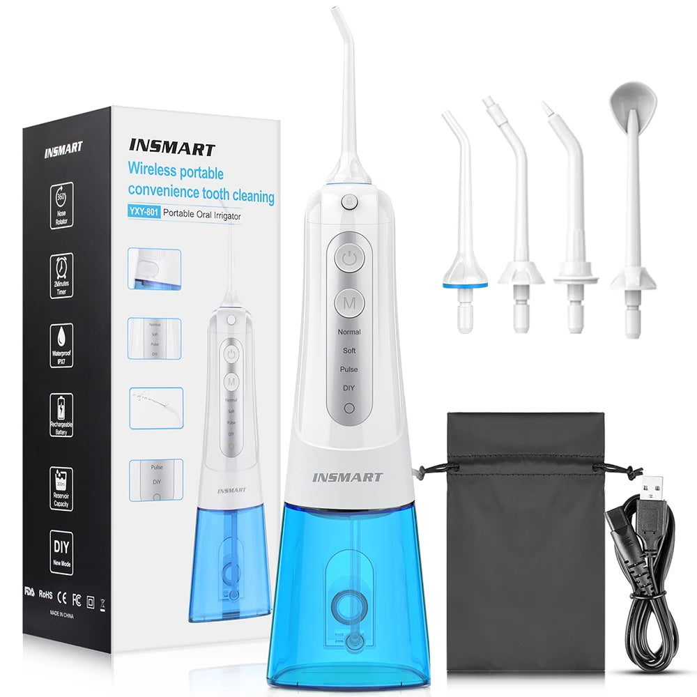 Cordless Water Flosser for Teeth | 300ml Tank, 5 Tips for Braces & Implants | 21-Day USB-C Rechargeable, IPX7 Waterproof WB