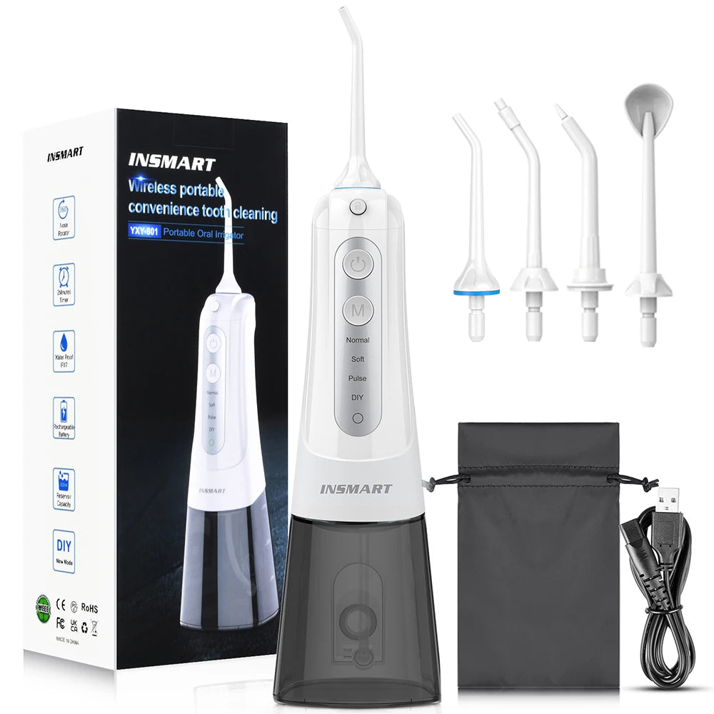 Cordless Water Flosser for Teeth | 300ml Tank, 5 Tips for Braces & Implants | 21-Day USB-C Rechargeable, IPX7 Waterproof WG