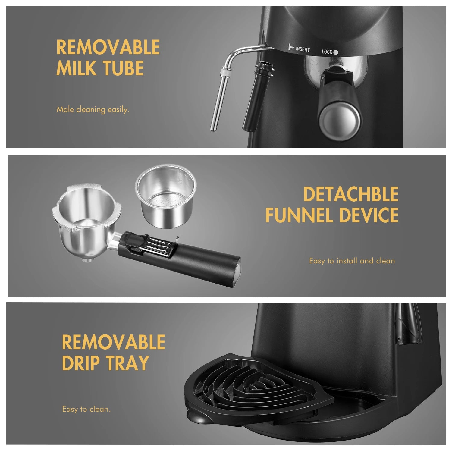 Compact Steam Espresso Machine 3.5 Bar | 4 Cup Coffee Maker with Milk Frother | Home Cappuccino & Latte Brewer