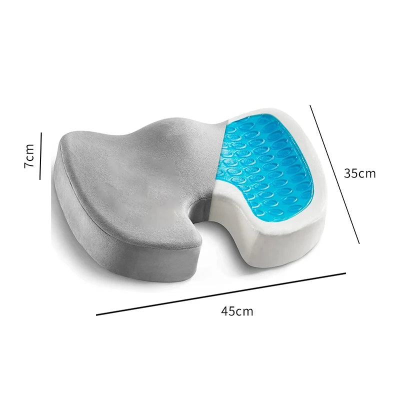 Cooling Gel Seat Cushion for Office Chair | Memory Foam Coccyx Pillow with Non-Slip Base for Tailbone & Back Pain Relief