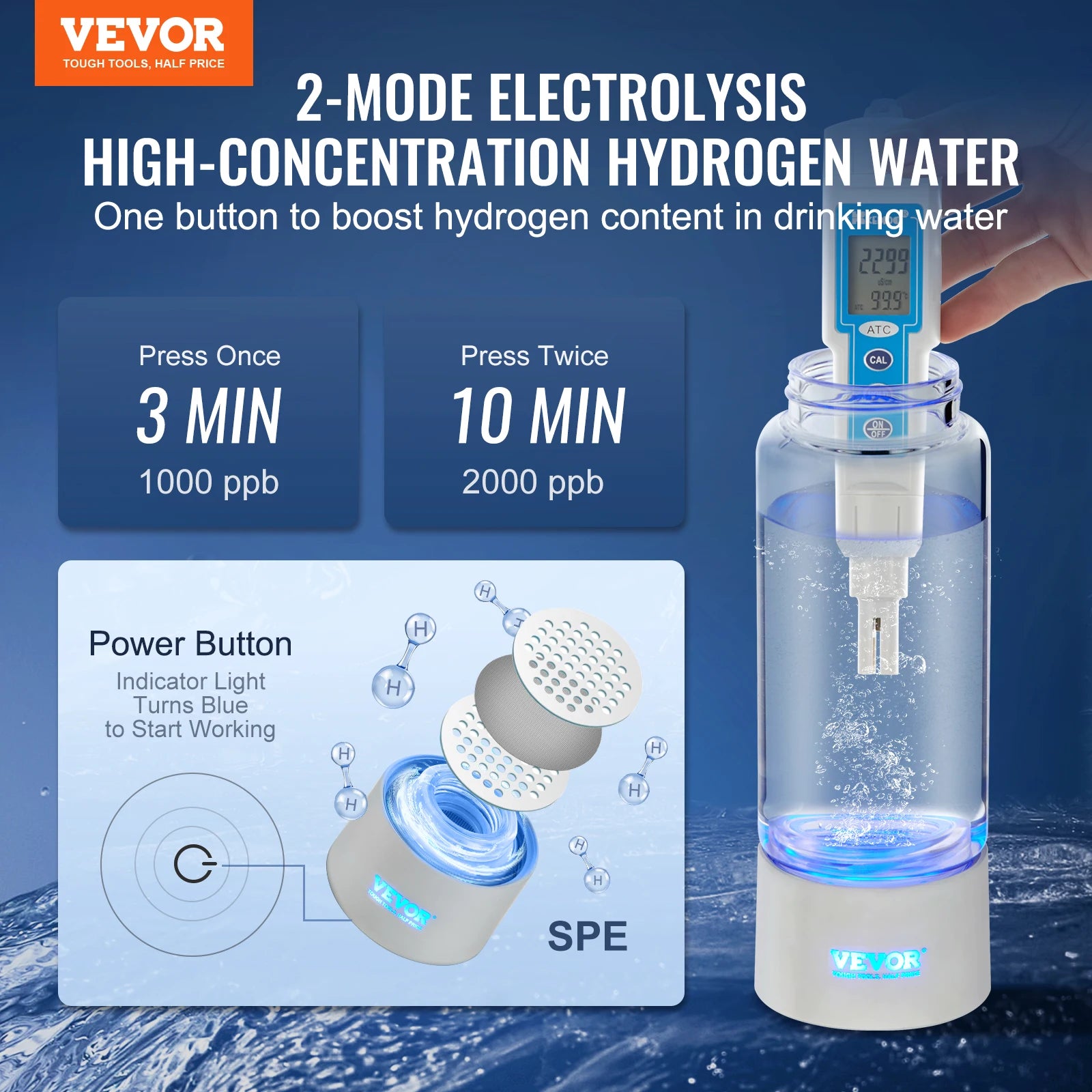 Hydrogen Water Bottle Generator | 380 ml Hydrogen-Rich Water Maker with Inhalation & Self-Cleaning | Portable Ionizer for Energy, Recovery & Daily Wellness