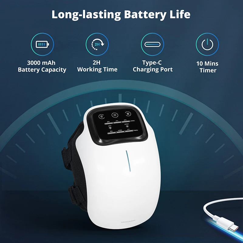 Heated Knee Massager with Vibration | 3 Heat & Massage Levels | LED Display | Cordless Rechargeable Knee Brace for Pain Relief & Joint Recovery