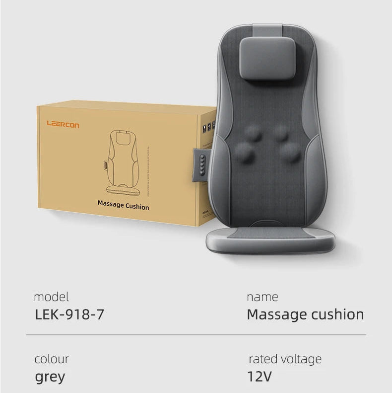 Full-Body Massage Seat | Dual-Rail Back Massage, Heat Therapy, Vibration & Home/Car Use