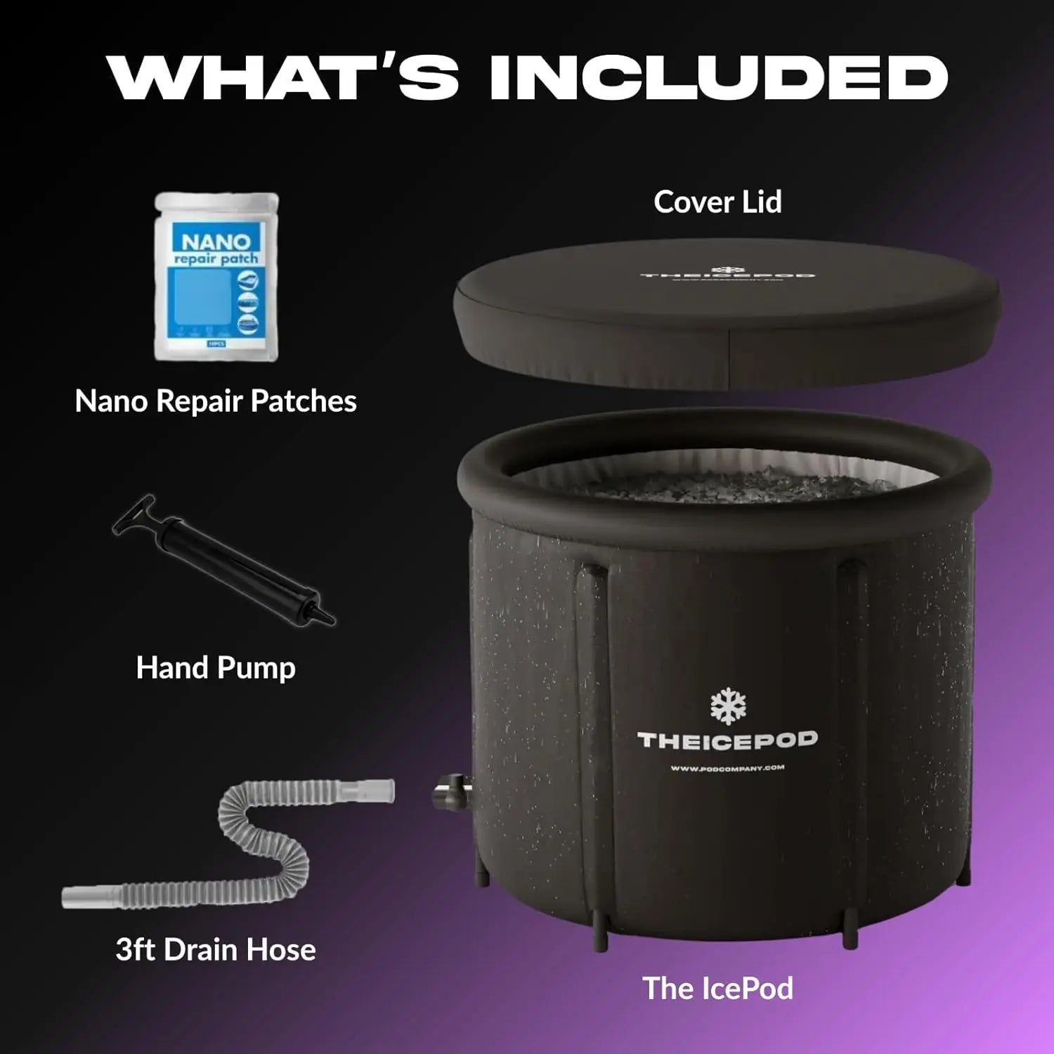 Portable Ice Bath Tub with Cover and Side Drain, 84 Gal