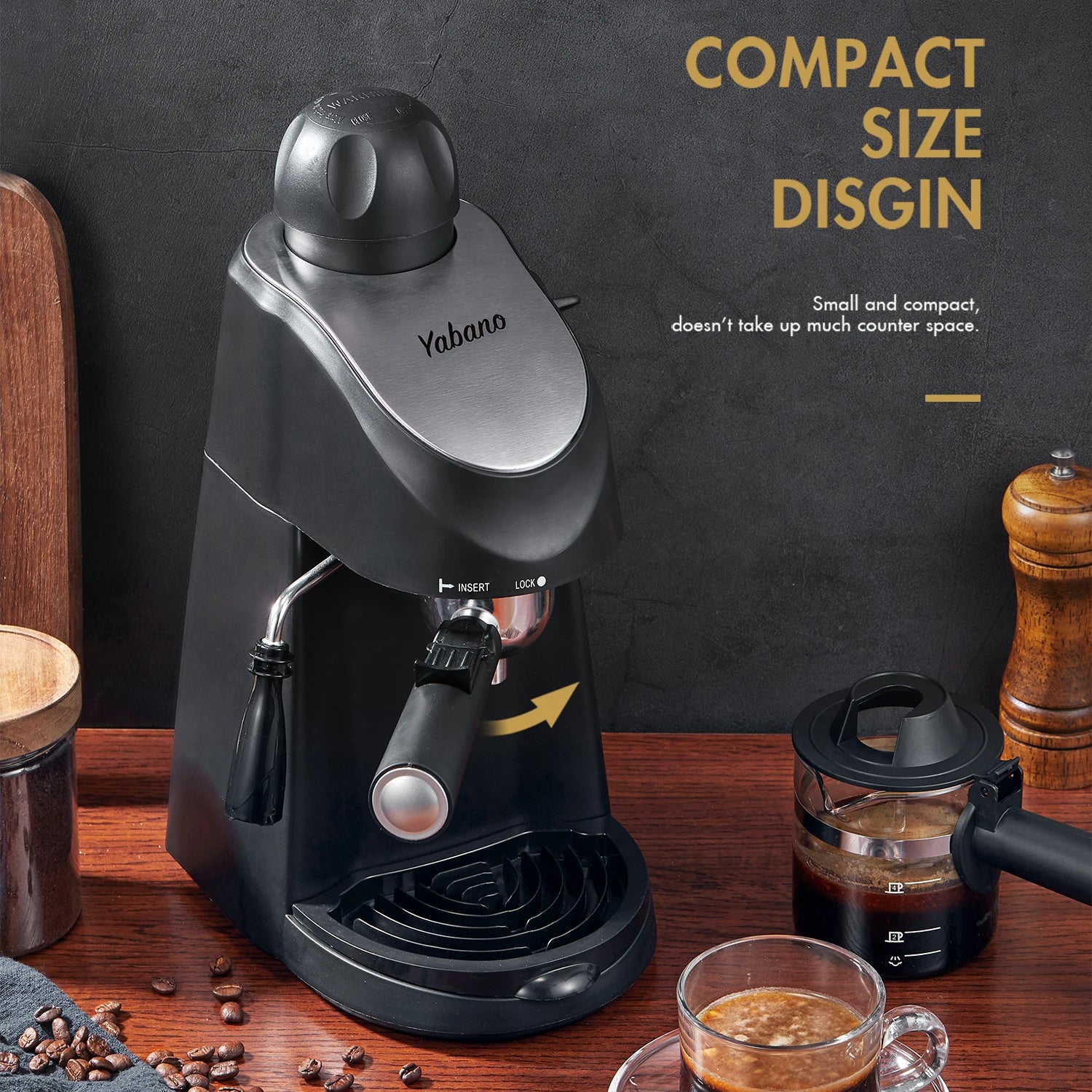 Compact Steam Espresso Machine 3.5 Bar | 4 Cup Coffee Maker with Milk Frother | Home Cappuccino & Latte Brewer