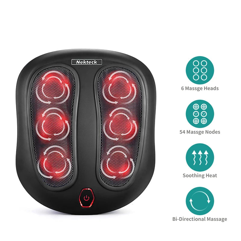 Electric Shiatsu Foot Massager | Deep-Kneading Relief | Optional Heat | 18 Nodes | Compact & Easy to Use