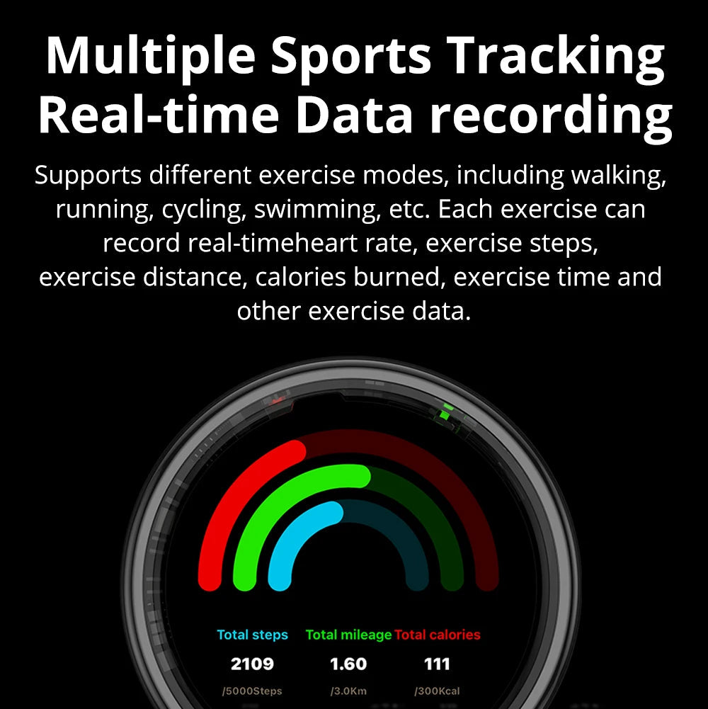 Smart Ring for Health Tracking | OLED Display | Heart Rate, SpO₂, Sleep & Stress Monitor | 5ATM Waterproof, Wireless Charging