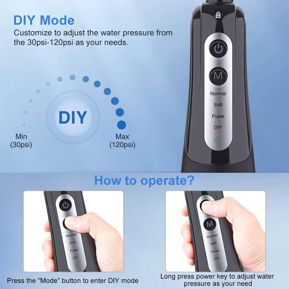 Cordless Water Flosser for Teeth | 300ml Tank, 5 Tips for Braces & Implants | 21-Day USB-C Rechargeable, IPX7 Waterproof