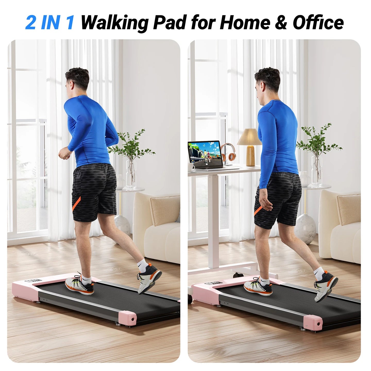Walking Pad Under Desk Treadmill 2-in-1 | 2.5HP Portable Folding Walking Machine with Remote Control, LED Display & Quiet Motor for Home Office