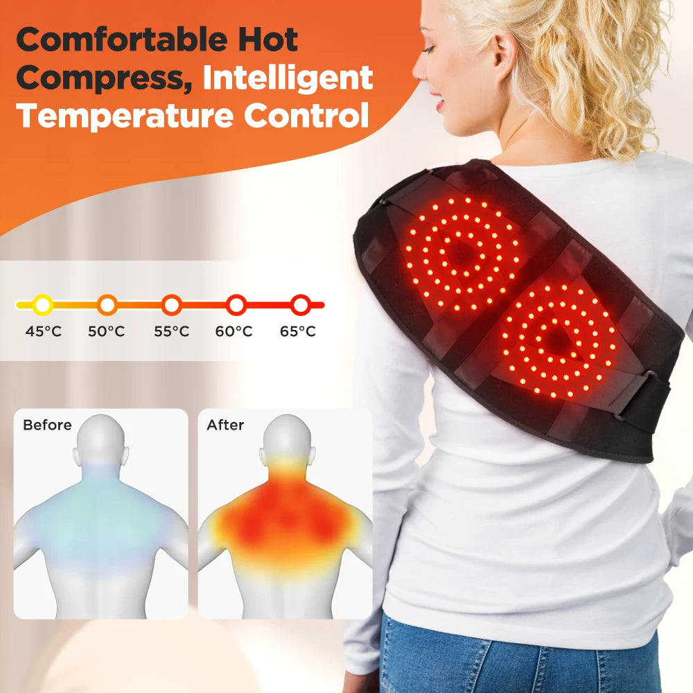 Red Light Therapy Back Belt with Heat & Vibration Massage | Cordless Lumbar Support Brace | 5000mAh Battery, Adjustable Fit 28–47"