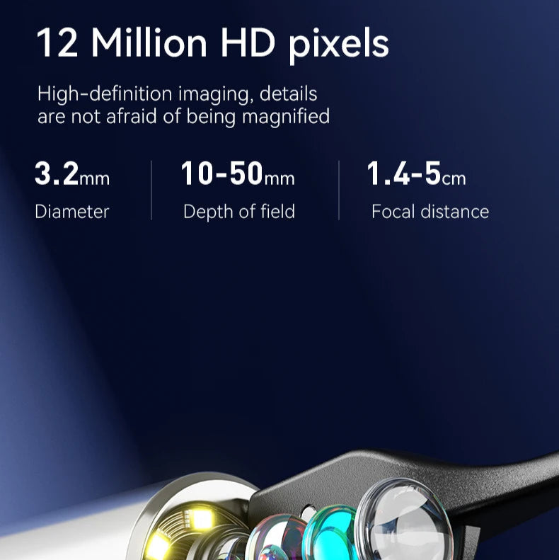 Ear Wax Removal Tool with Camera | 12MP HD Wi-Fi Otoscope for iPhone & Android | LED Light, 3-in-1 Spoon, Pick & Tweezer Kit