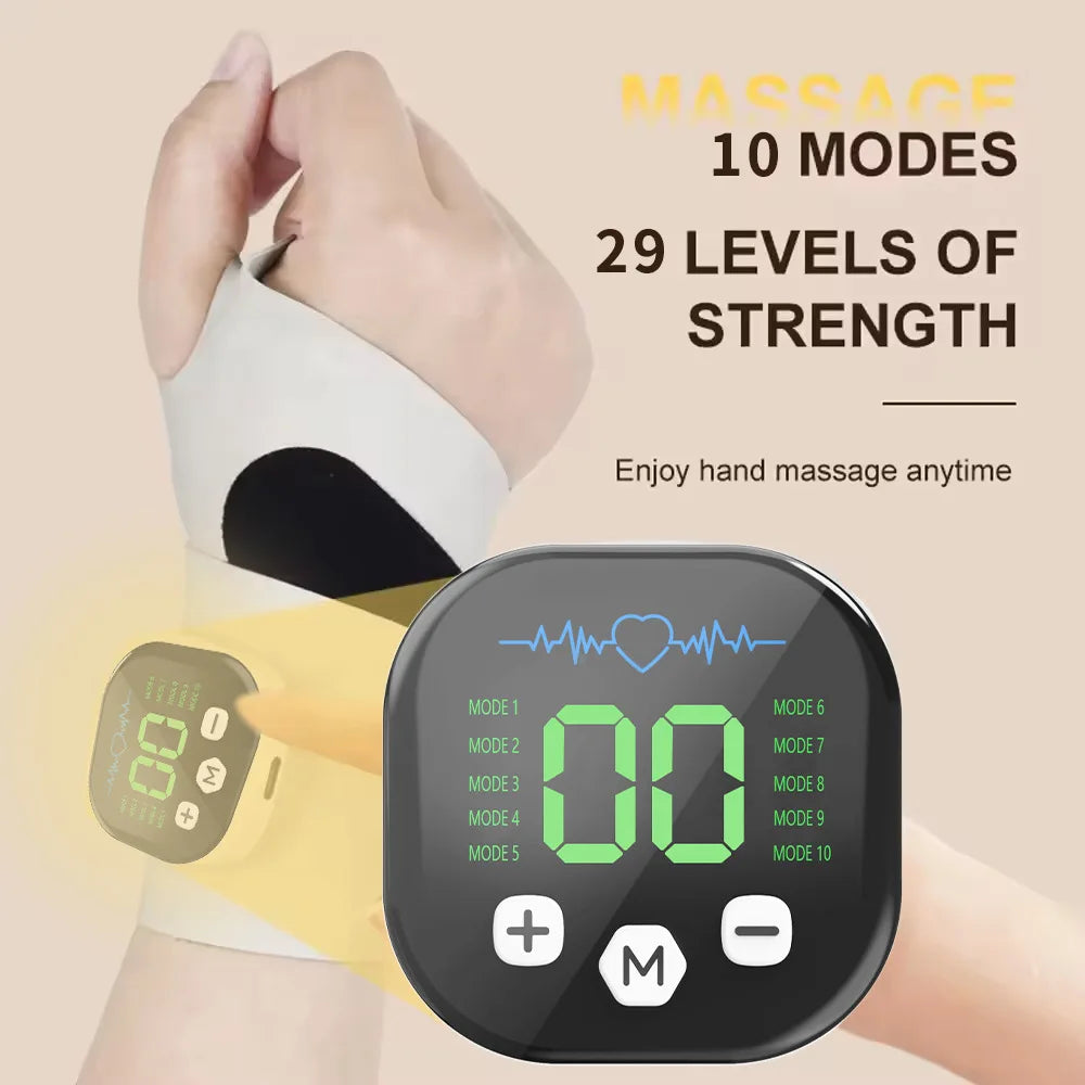 Cordless EMS Wrist Massager – 10-Mode Vibration Support