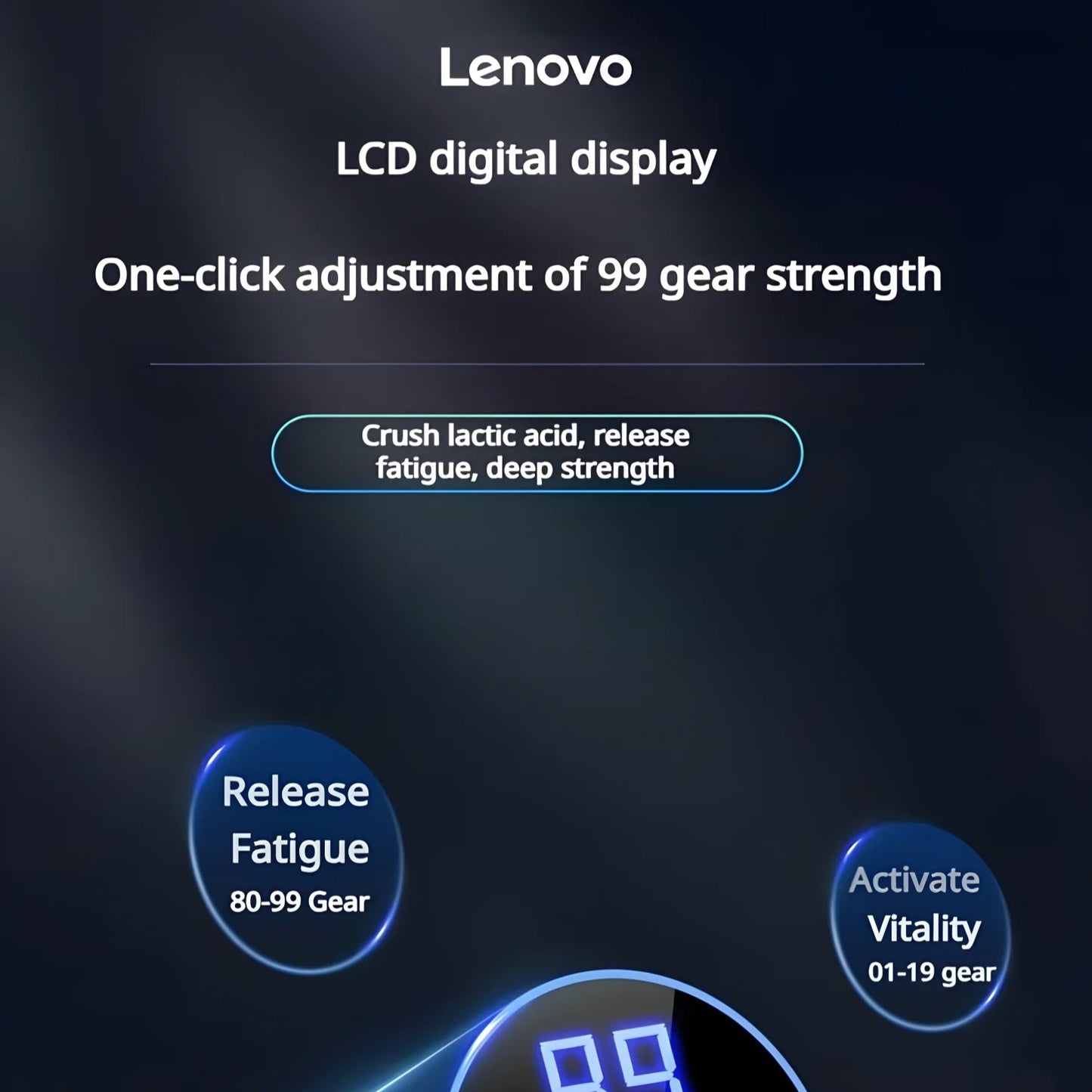 Lenovo Fascia Gun Deeply Relieves Muscle Soreness Fitness and Relaxation Equipment LED Touch Screen 8Massage Head Gifts