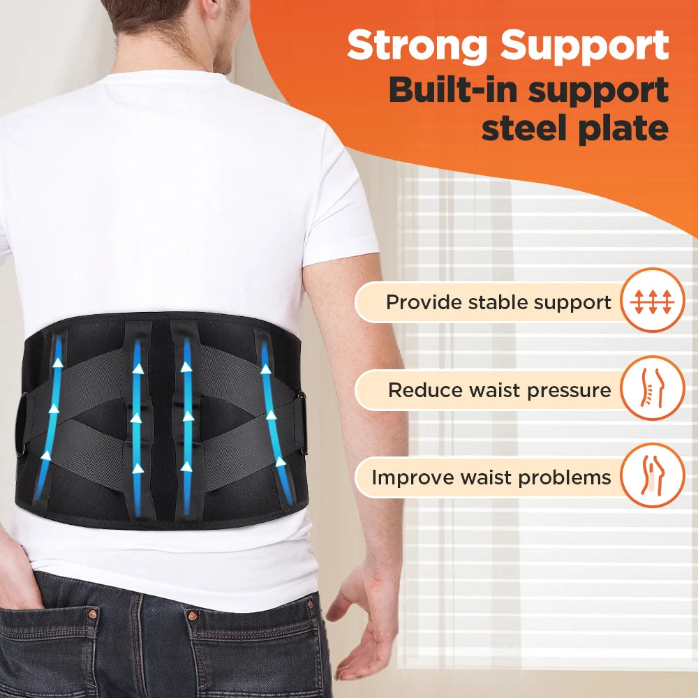 Red Light Therapy Back Belt with Heat & Vibration Massage | Cordless Lumbar Support Brace | 5000mAh Battery, Adjustable Fit 28–47"