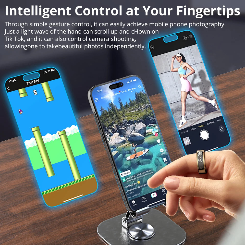 Smart Ring for Health Tracking | OLED Display | Heart Rate, SpO₂, Sleep & Stress Monitor | 5ATM Waterproof, Wireless Charging