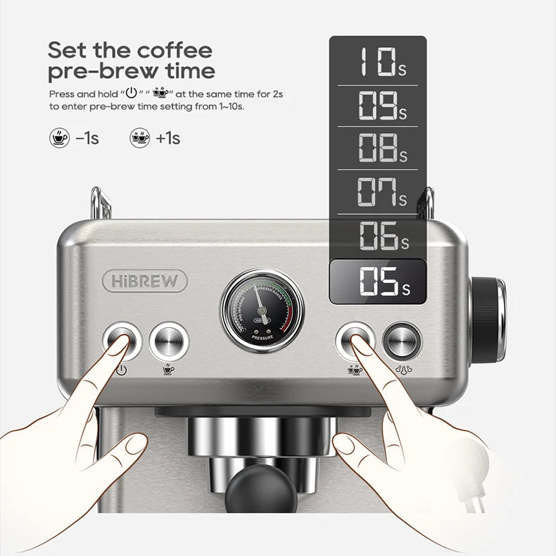 Semi Automatic Espresso Machine with Steam Wand | 20-Bar Pressure, 58mm Portafilter, PID Control | Adjustable Temperature & Cold Brew | 1.8L Tank – H10A