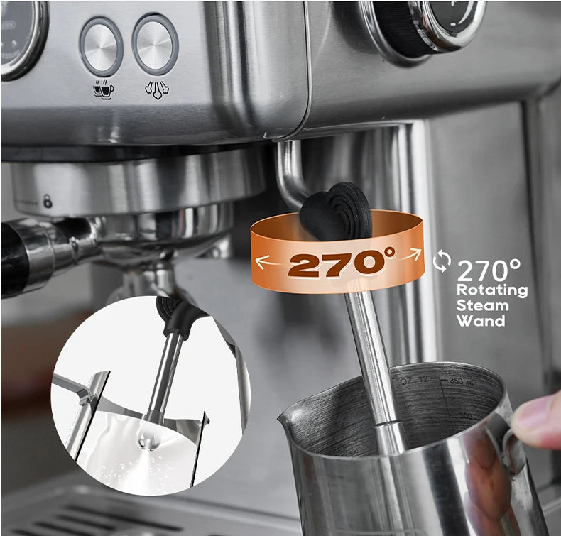 Semi Automatic Espresso Machine with Steam Wand | 20-Bar Pressure, 58mm Portafilter, PID Control | Adjustable Temperature & Cold Brew | 1.8L Tank – H10A