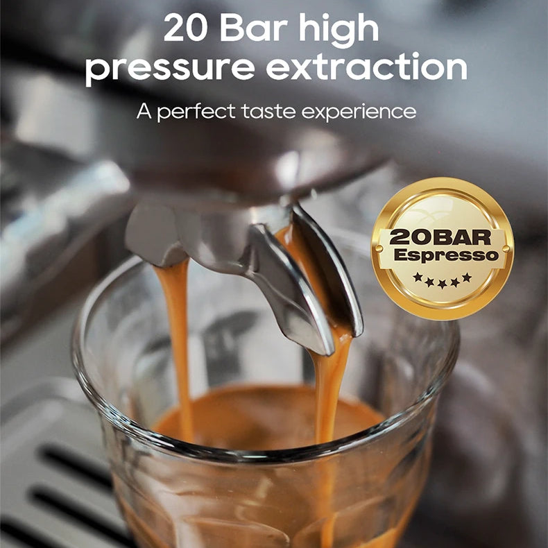 Semi Automatic Espresso Machine with Steam Wand | 20-Bar Pressure, 58mm Portafilter, PID Control | Adjustable Temperature & Cold Brew | 1.8L Tank – H10A