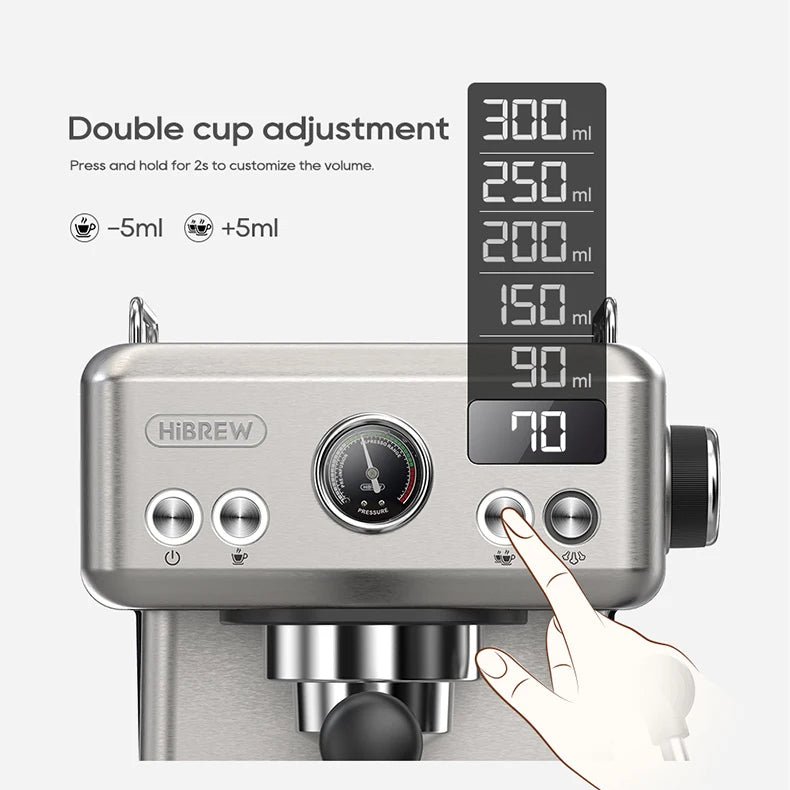 Semi Automatic Espresso Machine with Steam Wand | 20-Bar Pressure, 58mm Portafilter, PID Control | Adjustable Temperature & Cold Brew | 1.8L Tank – H10A