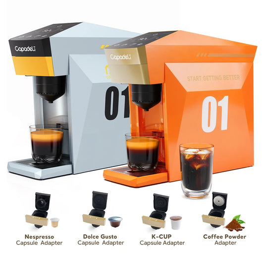 4-in-1 Capsule Coffee Machine – 19-Bar Espresso Maker, Fits Nespresso*, Dolce Gusto*, K-Cup* & Ground Coffee, Hot-Water Mode