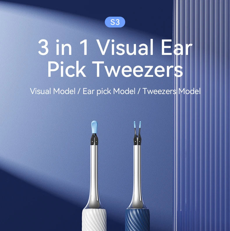 Ear Wax Removal Tool with Camera | 12MP HD Wi-Fi Otoscope for iPhone & Android | LED Light, 3-in-1 Spoon, Pick & Tweezer Kit