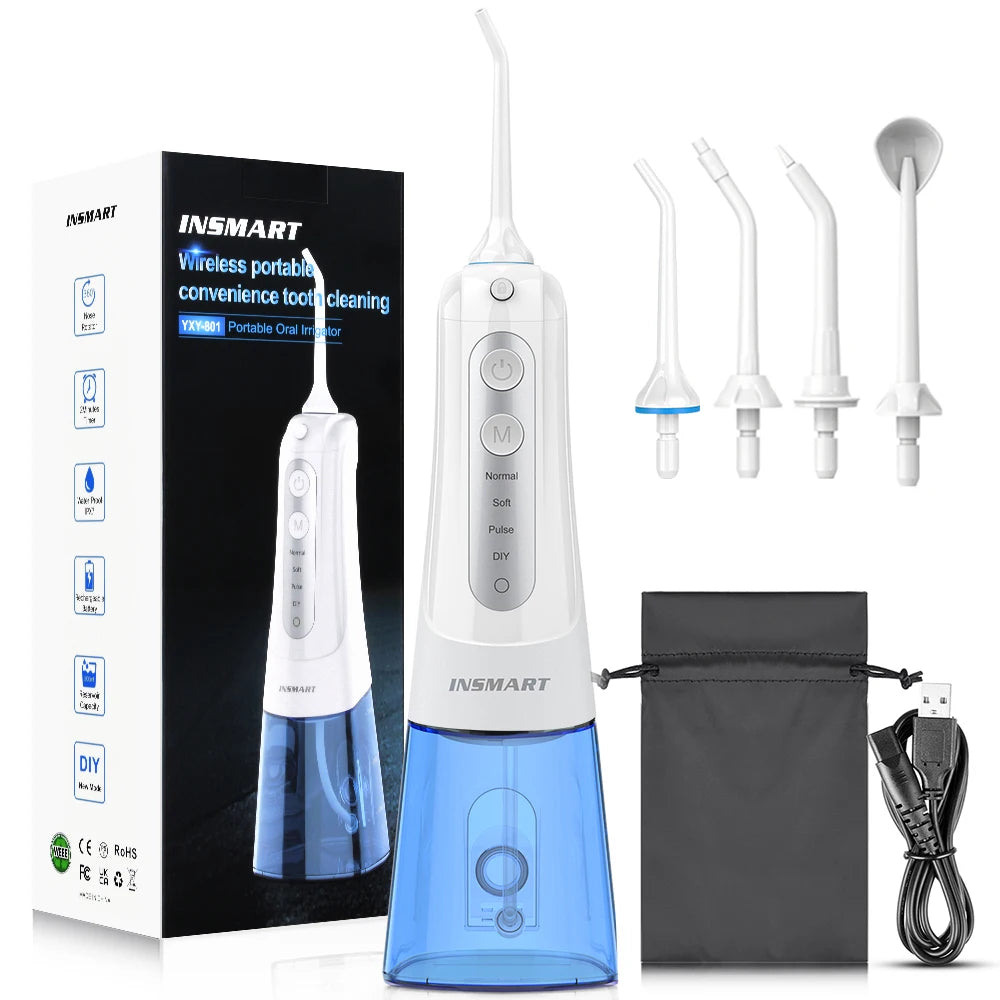 Cordless Water Flosser for Teeth | 300ml Tank, 5 Tips for Braces & Implants | 21-Day USB-C Rechargeable, IPX7 Waterproof WS