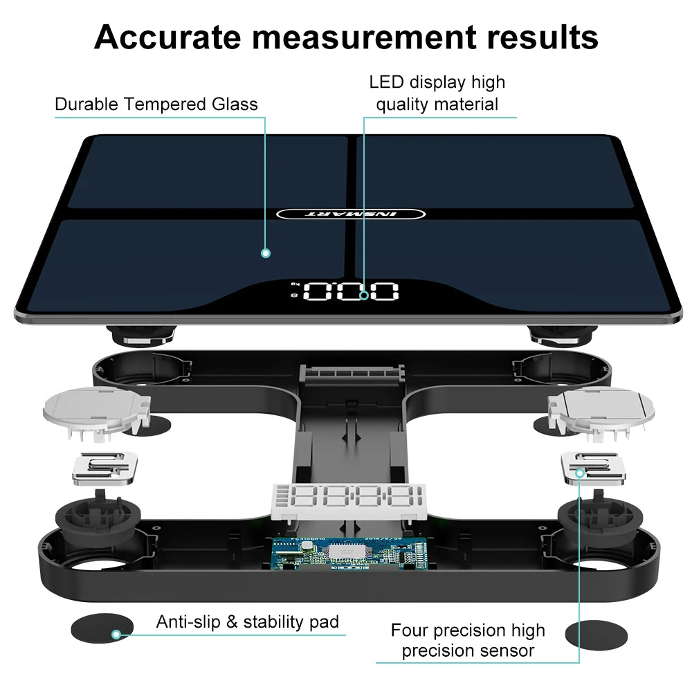 Smart Body Fat Scale | 16-Data Bluetooth Digital Scale with App | Weight, BMI, Muscle & More | Syncs with Apple Health & Fitbit