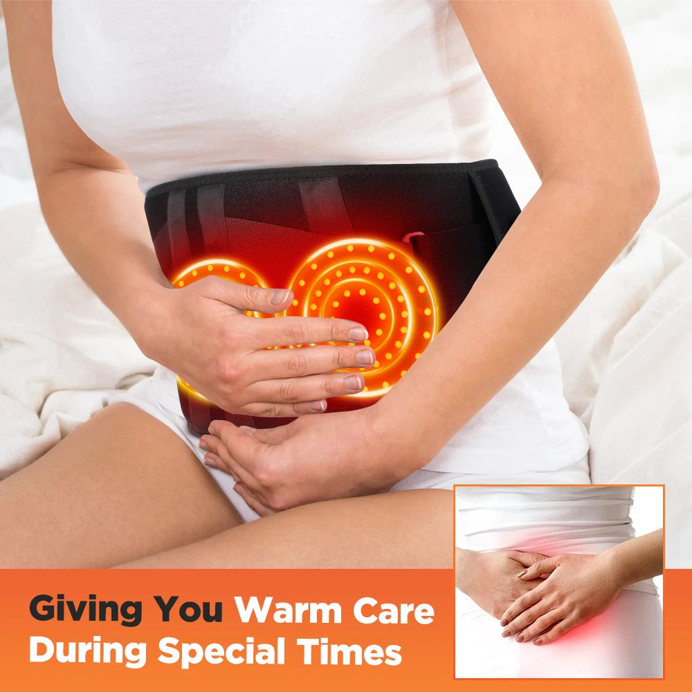 Red Light Therapy Back Belt with Heat & Vibration Massage | Cordless Lumbar Support Brace | 5000mAh Battery, Adjustable Fit 28–47"