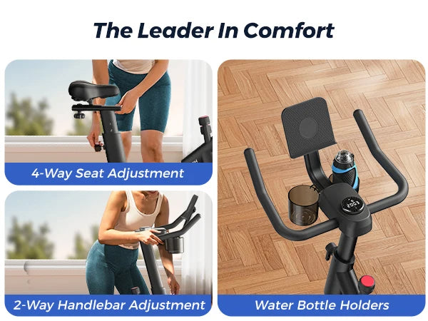 Smart Indoor Exercise Bike | Ultra-Quiet Belt Drive | 15 lb Flywheel | App Sync + 300 lb Capacity