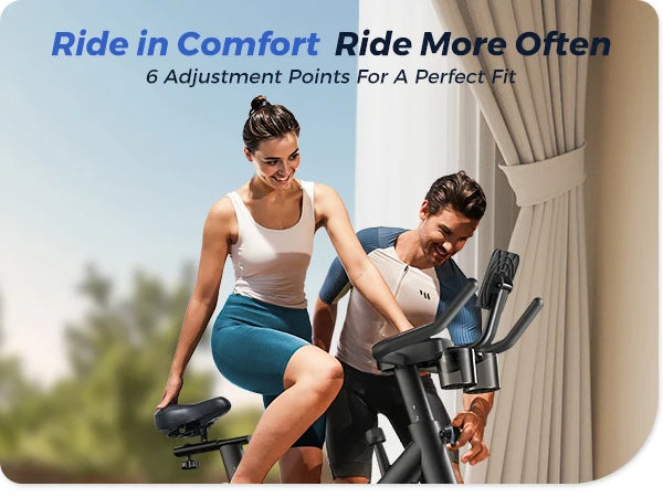Smart Indoor Exercise Bike | Ultra-Quiet Belt Drive | 15 lb Flywheel | App Sync + 300 lb Capacity