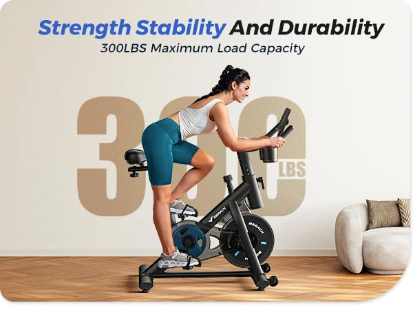 Smart Indoor Exercise Bike | Ultra-Quiet Belt Drive | 15 lb Flywheel | App Sync + 300 lb Capacity