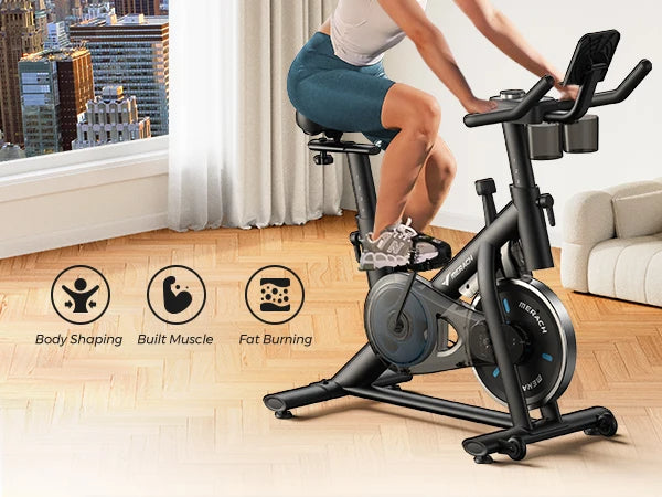 Smart Indoor Exercise Bike | Ultra-Quiet Belt Drive | 15 lb Flywheel | App Sync + 300 lb Capacity