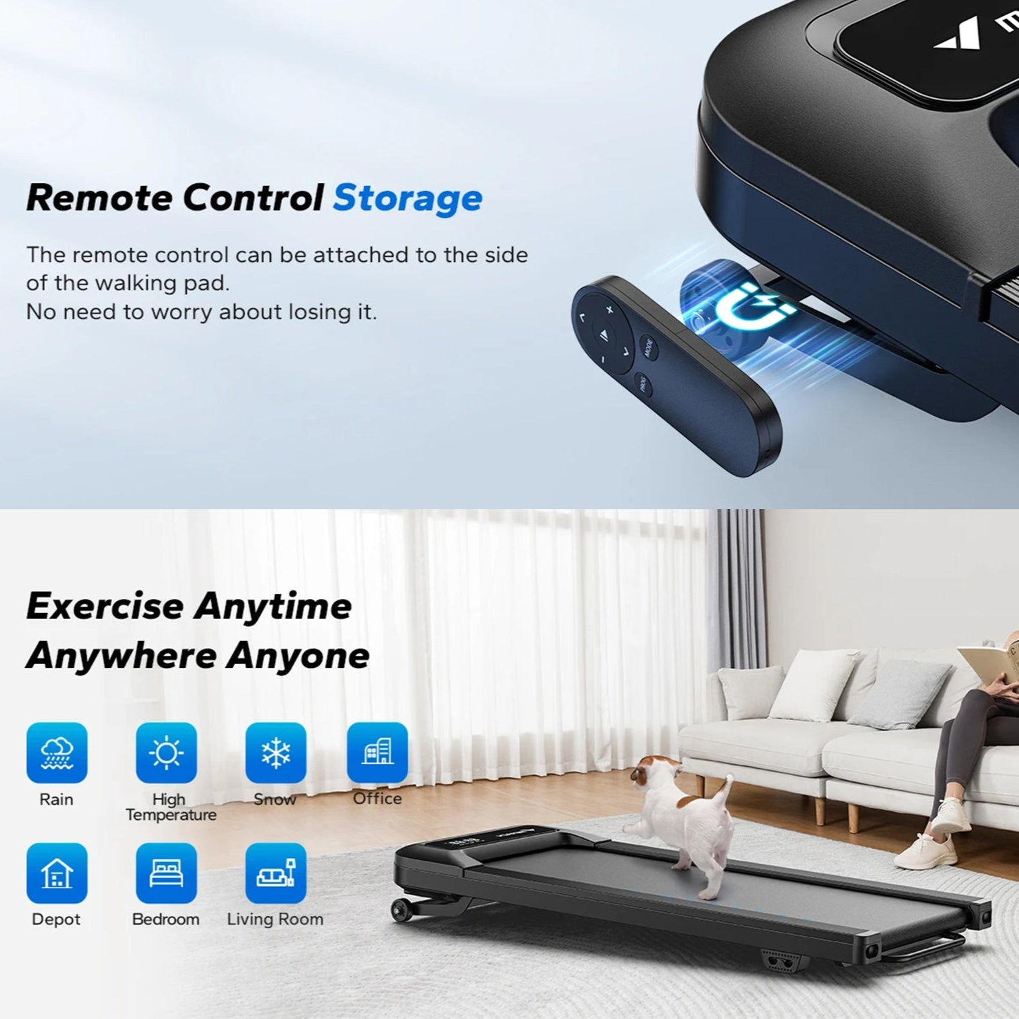 Under Desk Walking Pad Treadmill | 2.5HP Quiet Motor | 9% Electric Incline | Bluetooth App + Remote