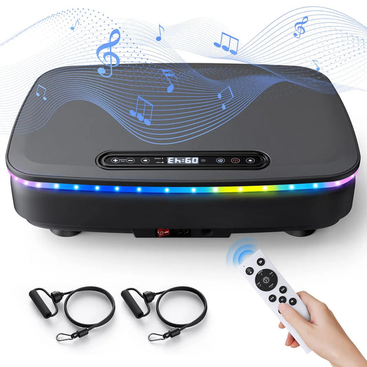 Vibration Plate Exercise Machine with Light | 99-Speed Full Body Workout Platform with Bluetooth & Lymphatic Drainage | 330lb Capacity Black