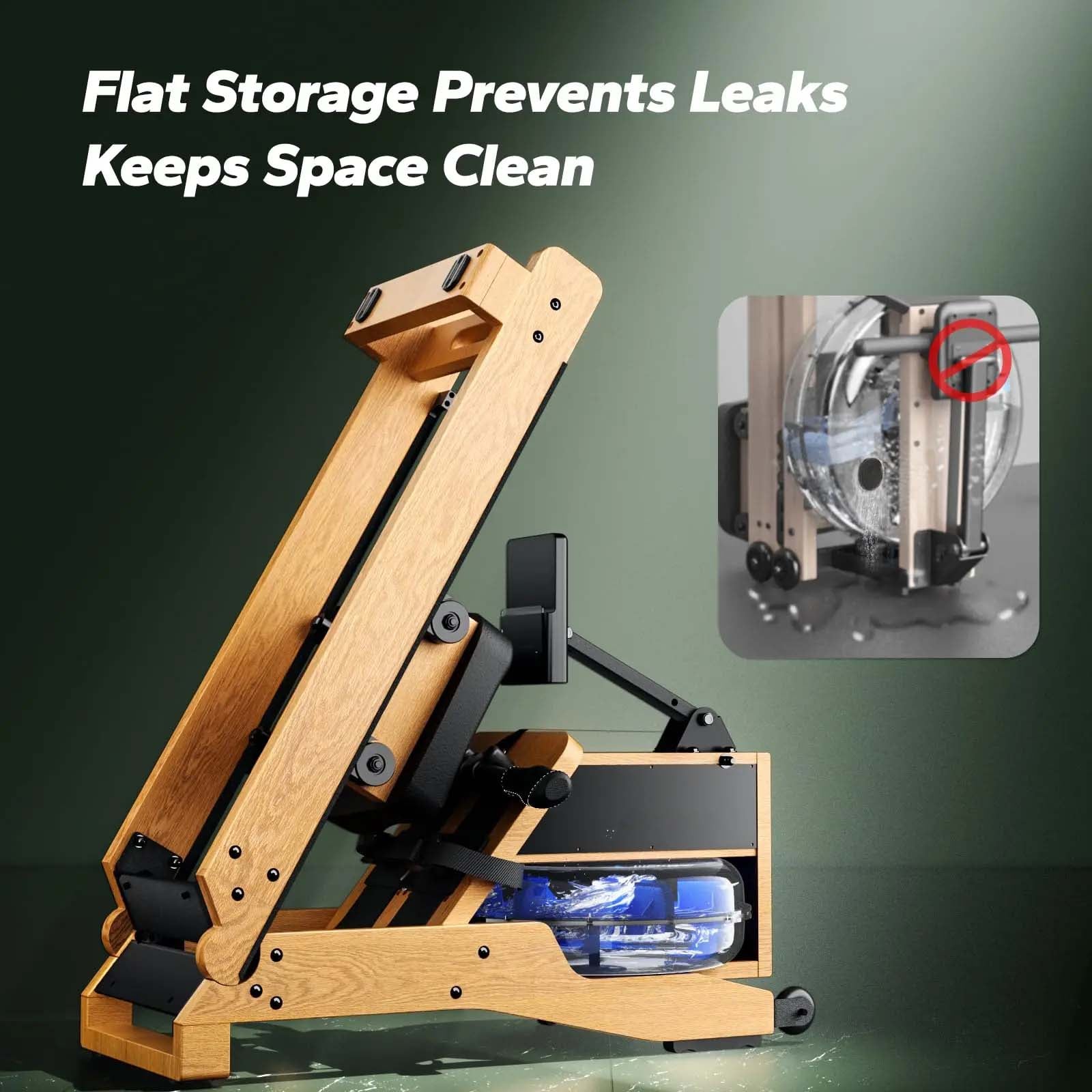 Water Rowing Machine | FSC Oak Wood | 12-Blade Resistance | App Sync & Easy Storage