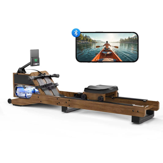 Water Rowing Machine | FSC Oak Wood | 12-Blade Resistance | App Sync & Easy Storage SOLID WOOD