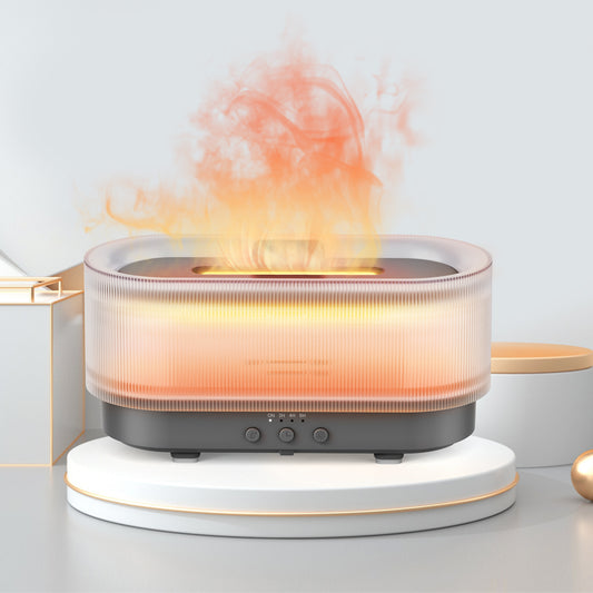 Flame Effect Essential Oil Diffuser | 300ML Aroma Humidifier with LED Firelight & Auto Shut-Off | Quiet, Portable by vitaAsana