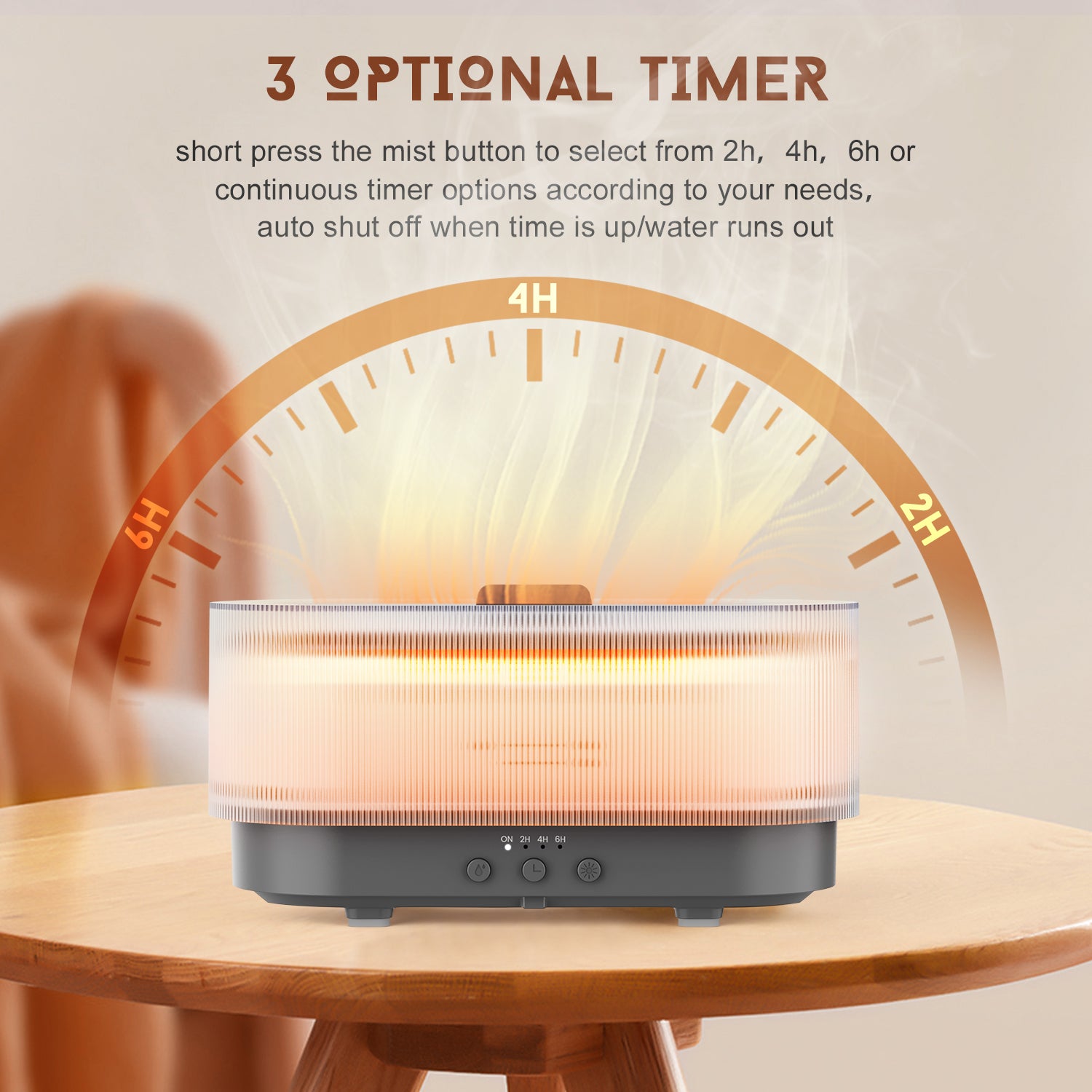 Flame Effect Essential Oil Diffuser | 300ML Aroma Humidifier with LED Firelight & Auto Shut-Off | Quiet, Portable by vitaAsana