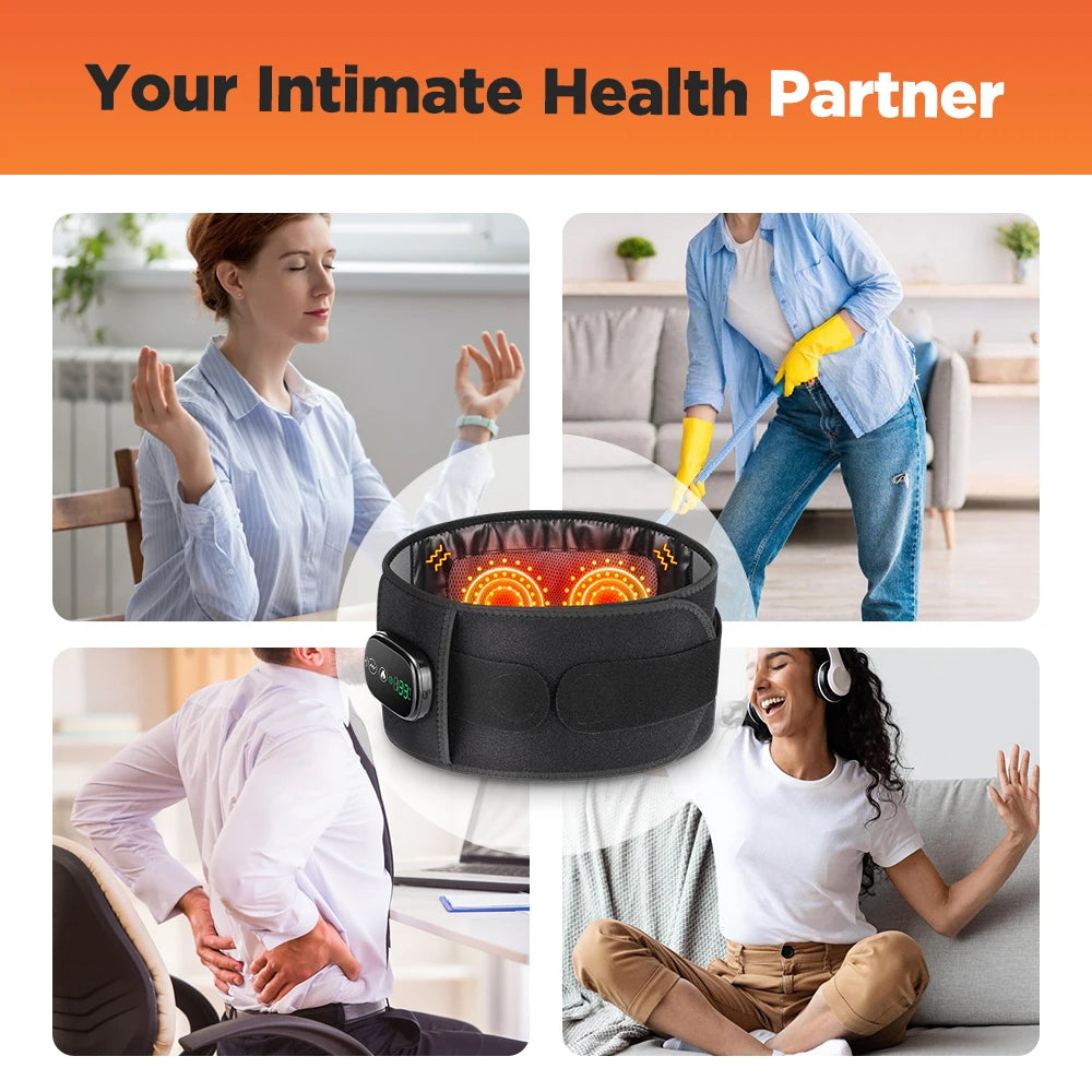 Red Light Therapy Back Belt with Heat & Vibration Massage | Cordless Lumbar Support Brace | 5000mAh Battery, Adjustable Fit 28–47"