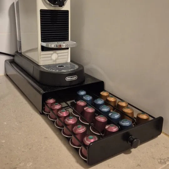 40 Nespresso Pods Coffee Drawer Holder | Capsule Storage Rack Organizer for Home & Kitchen Countertop
