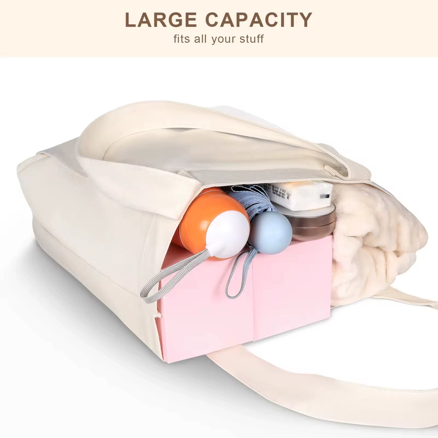 Canvas Yoga-Mat Tote Bag – Durable 14×15 in Carrier with Adjustable Strap & Bottle Pocket, Fits Standard 24 in Mats