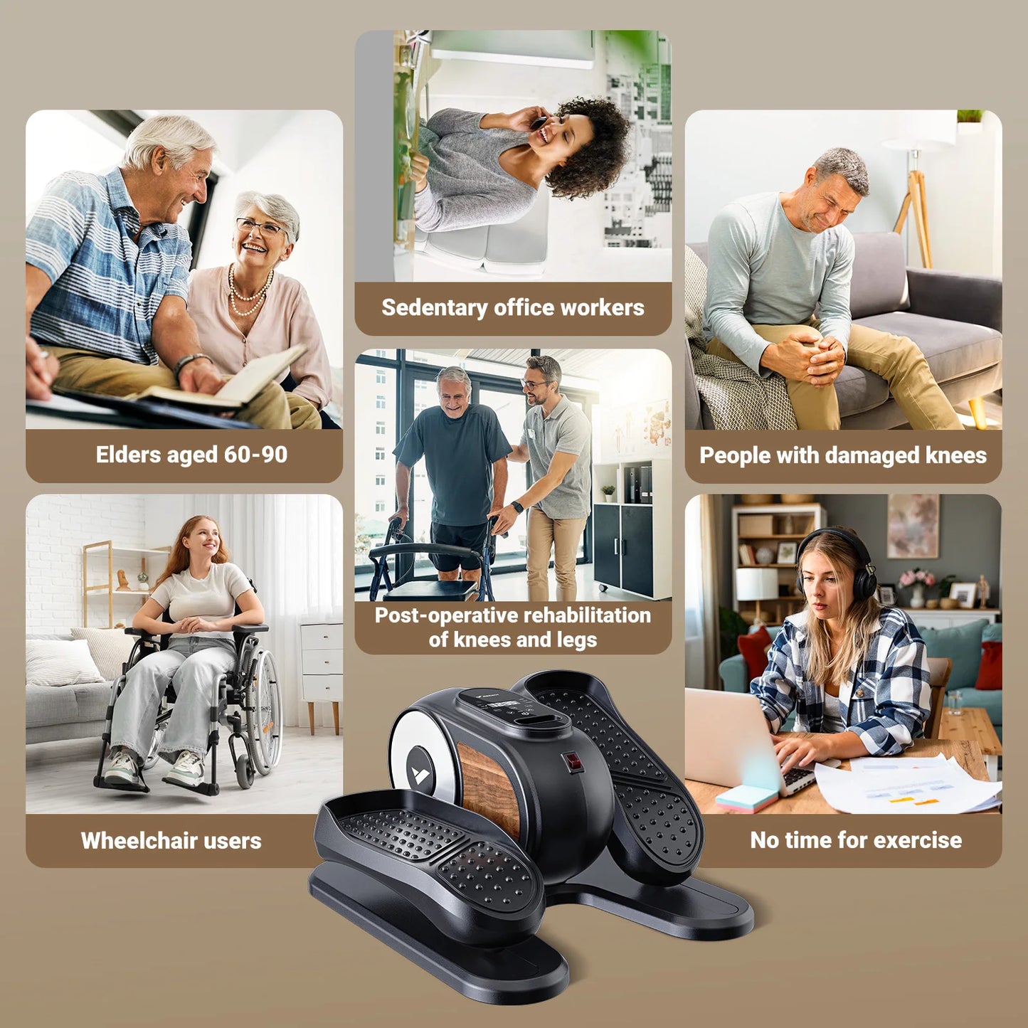 Under-Desk Elliptical Machine | Quiet Seated Pedal Exerciser for Home & Office | 12 Speeds, Remote Control, Compact Plug-In Design