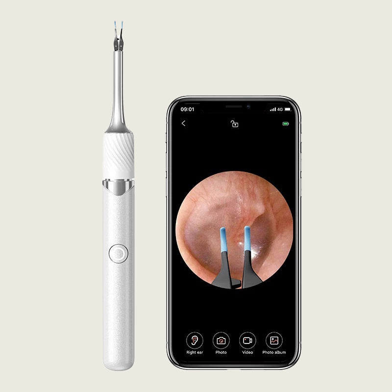 Ear Wax Removal Tool with Camera | 12MP HD Wi-Fi Otoscope for iPhone & Android | LED Light, 3-in-1 Spoon, Pick & Tweezer Kit