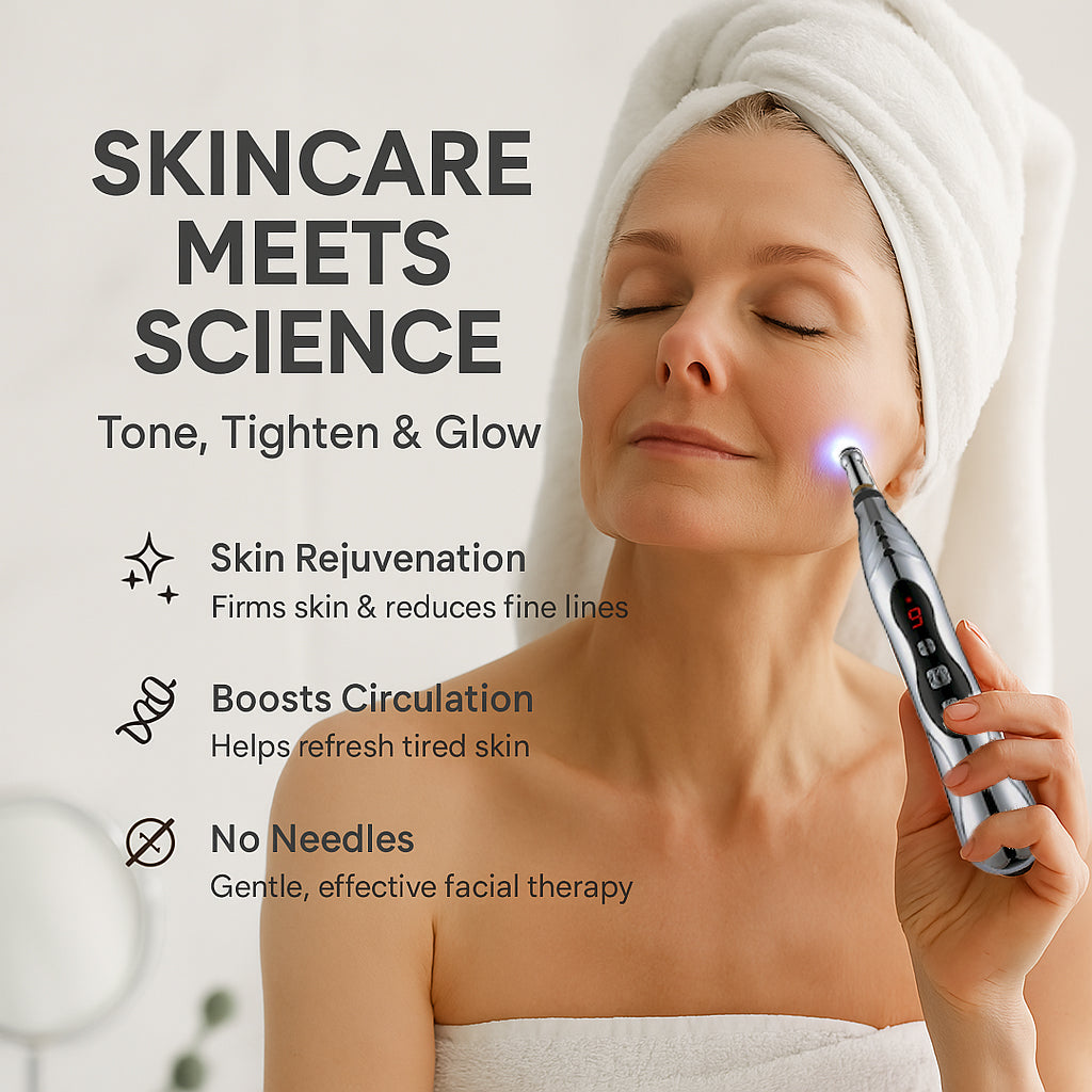 Electronic Acupuncture Pen | Needle-Free Pain Relief & Meridian Therapy | 5 Interchangeable Heads, 9 Intensity Levels, USB-C Rechargeable