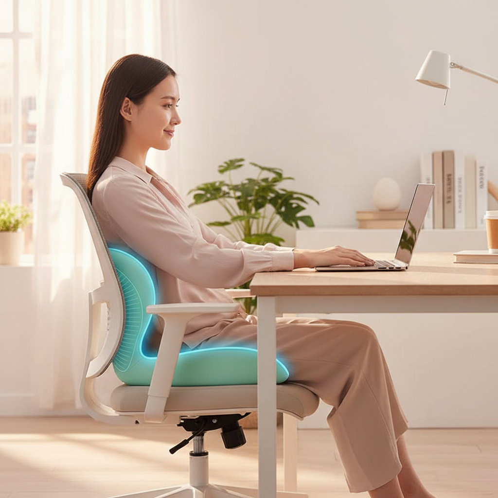 Orthopedic Seat Cushion for Office Chair | Memory Foam Coccyx & Tailbone Pain Relief Pillow, Washable Cover, Ergonomic L-Shape Design for Posture Support