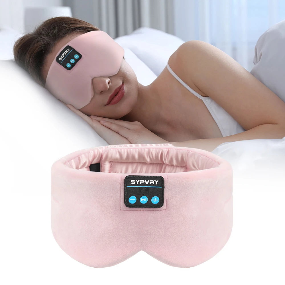 Bluetooth Sleep Mask with Headphones | Silk Eye Mask for Sleeping, Meditation & Travel | Wireless Music Eye Mask by vitaAsana Pink