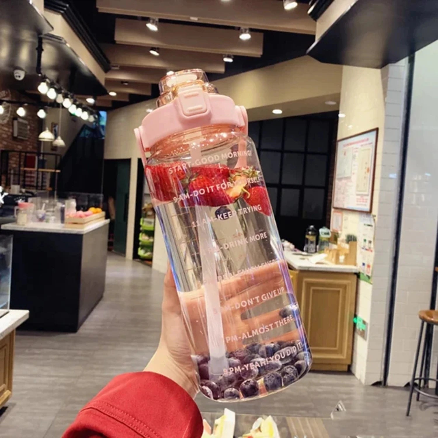 68 oz Water Bottle with Straw & Time Marker | Large 2L Motivational Water Jug | Leakproof, BPA-Free, Portable for Gym & Travel